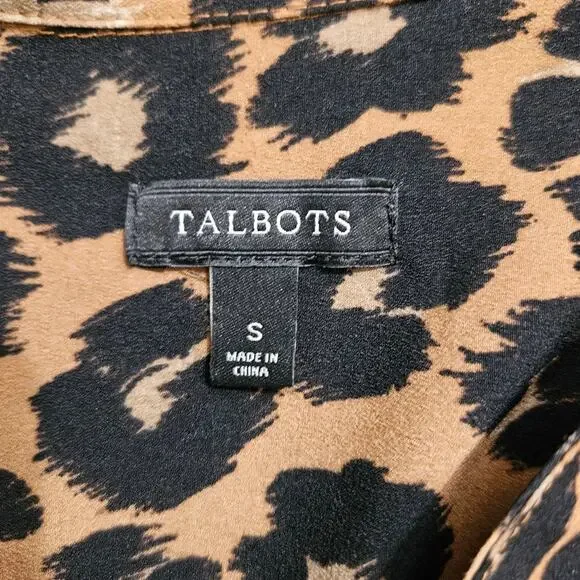 Talbots Leopard Print Button Front Long Sleeve Blouse Shirt Top Size Small - Picture 7 of 10